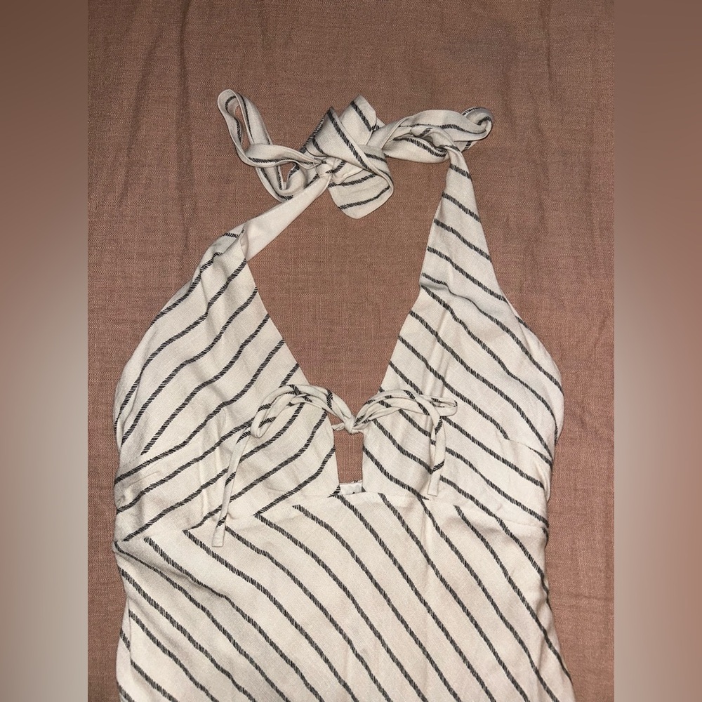 Wild Fable White and Black Striped Halter Dress